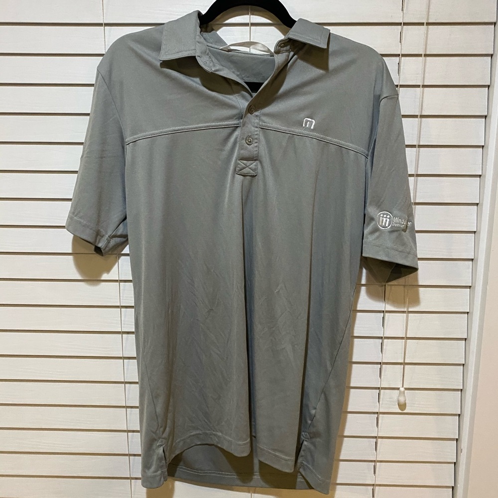 TravisMathew Mens‎ Grey Short Sleeve Golf Polo Shirt Minds Matter Denver Logo L